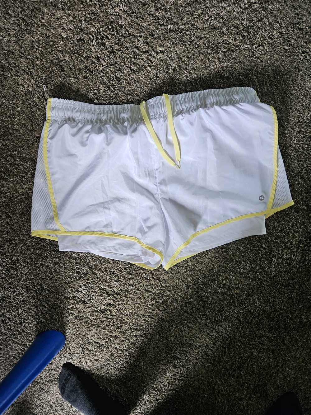 RBX White Athletic Shorts with Yellow Trim
